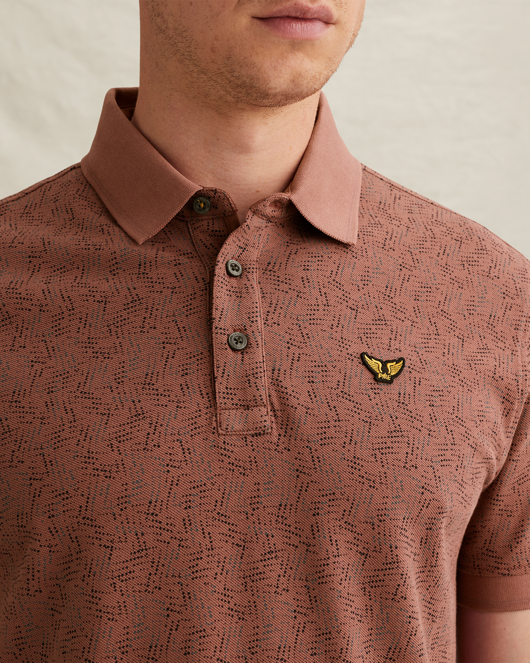 PME Legend Polo shirt with allover print and ribbed collarx
