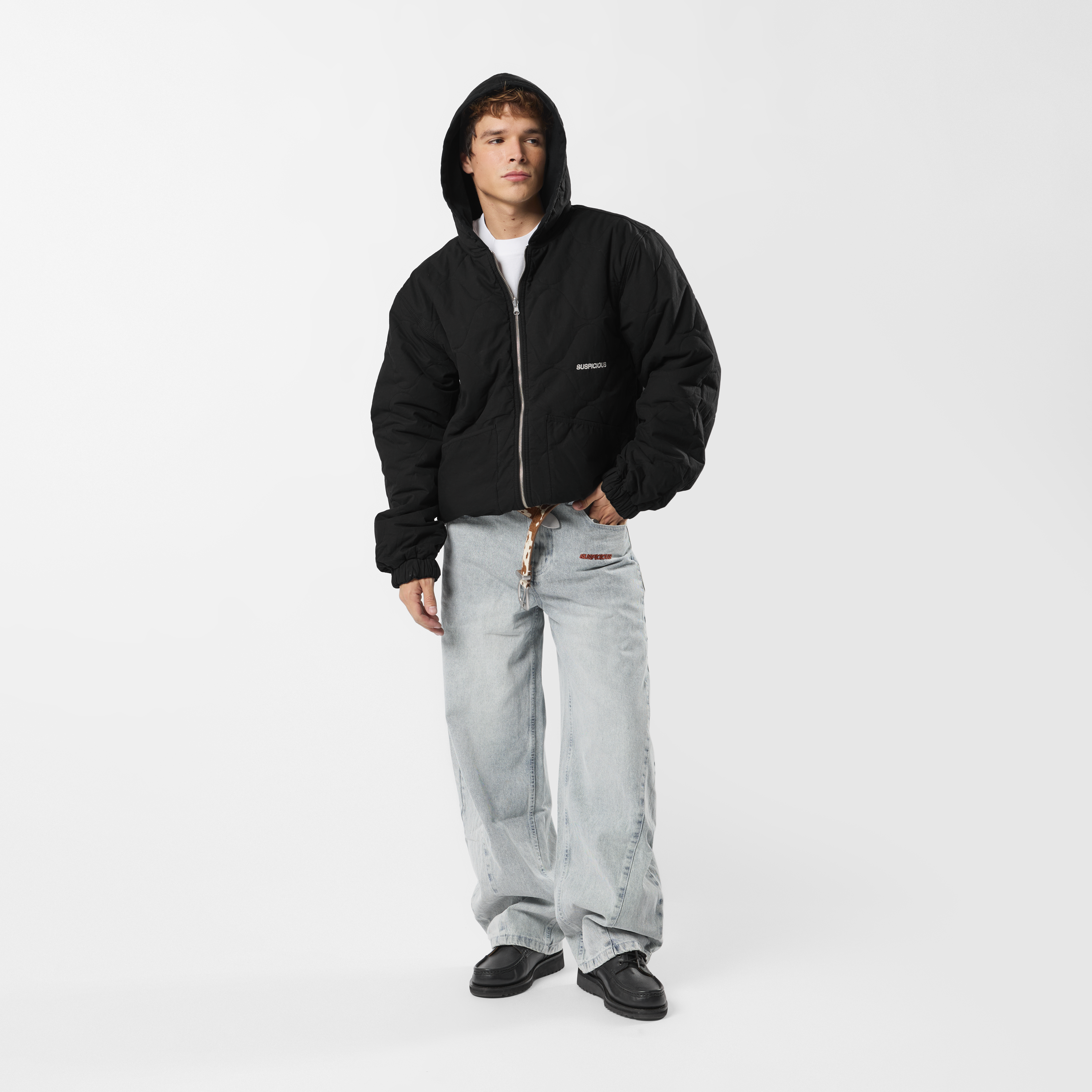 Suspicious Antwerp Fall / Reversible Canvas Hooded Jacket - Black