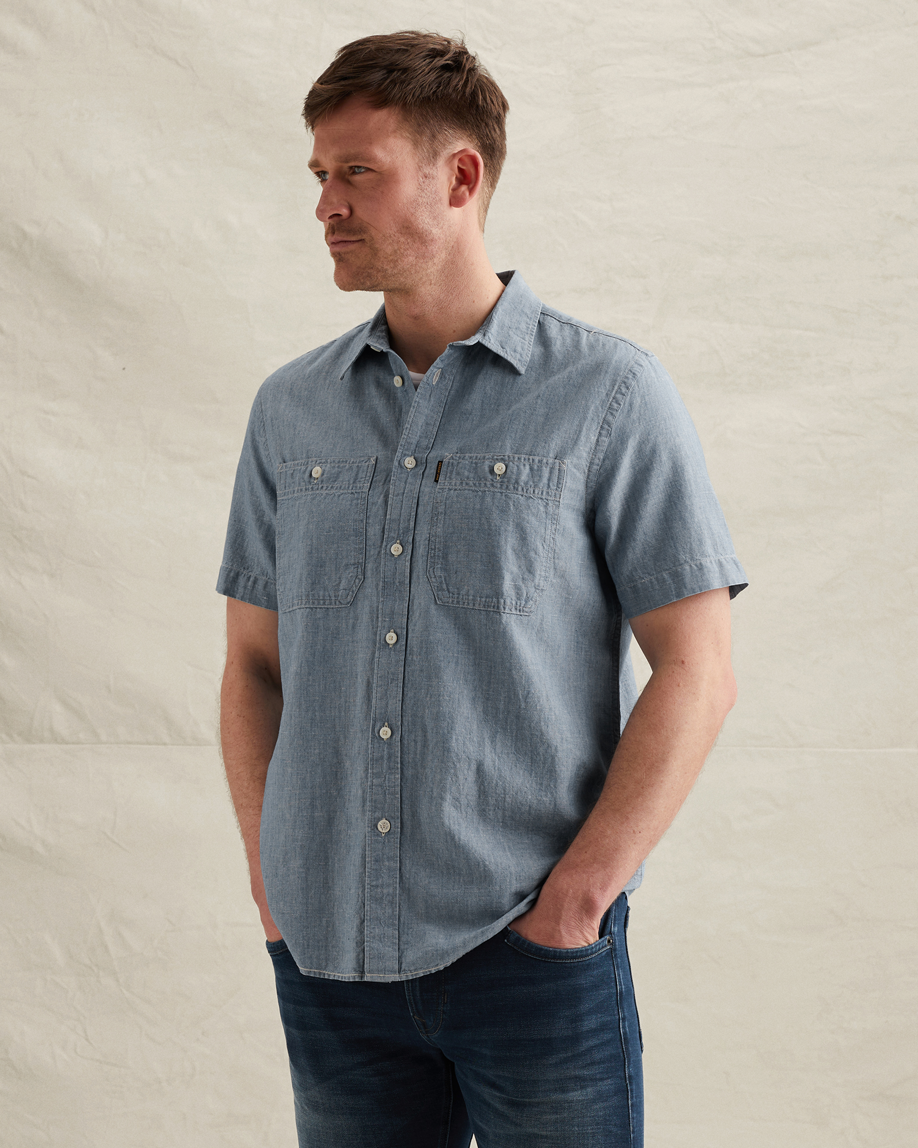 PME Legend Shirt in cotton/linen with short sleevesx