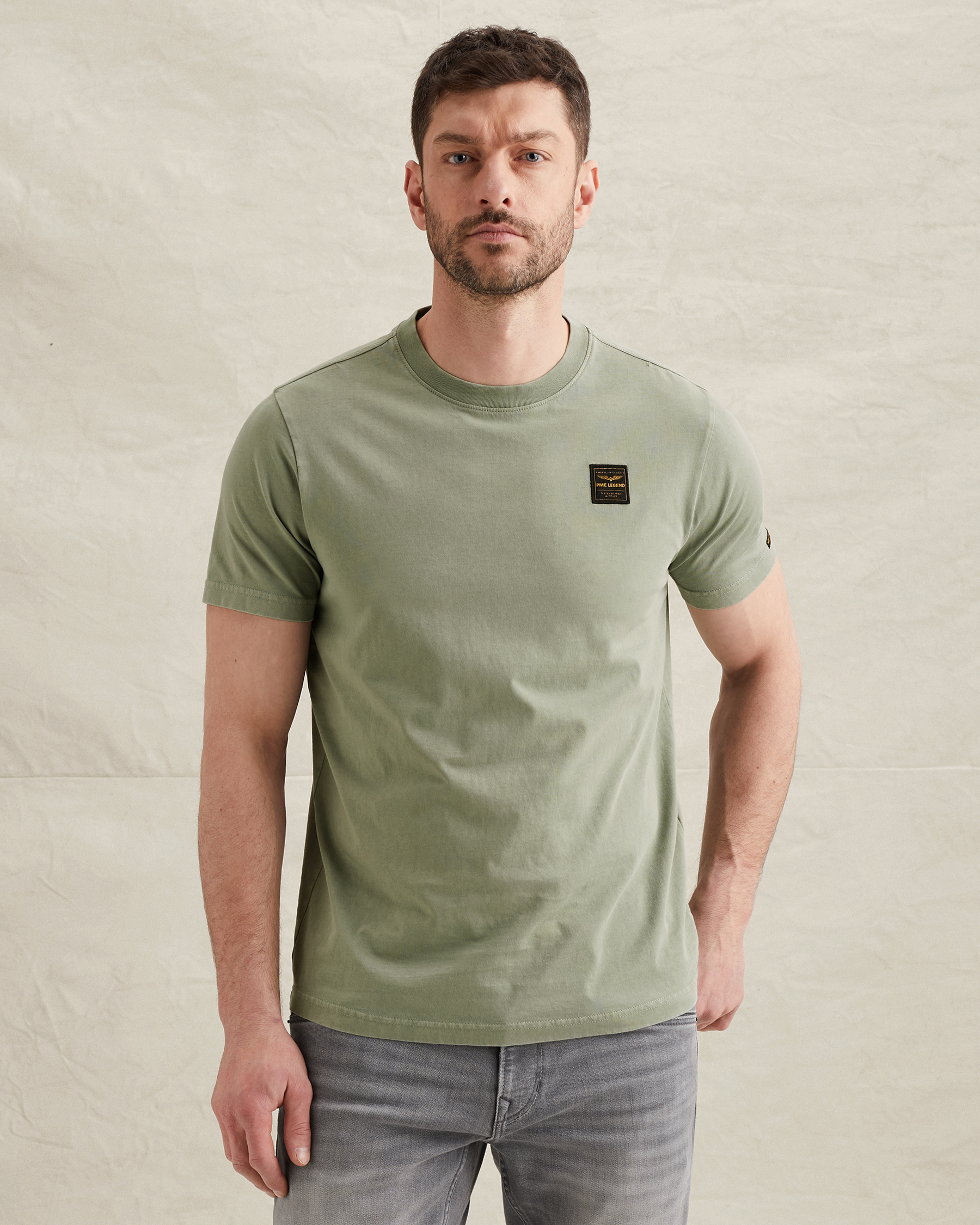 PME Legend T-shirt with badge and a garment-dye washx