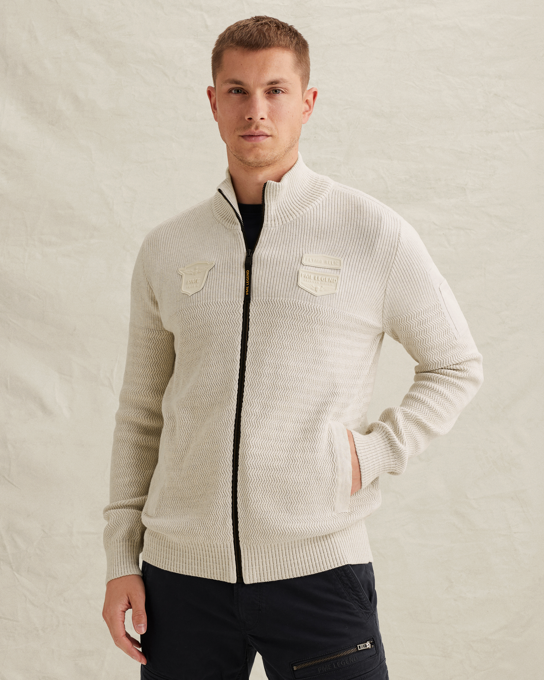 PME Legend Cardigan with zipper closure and flight pocketx