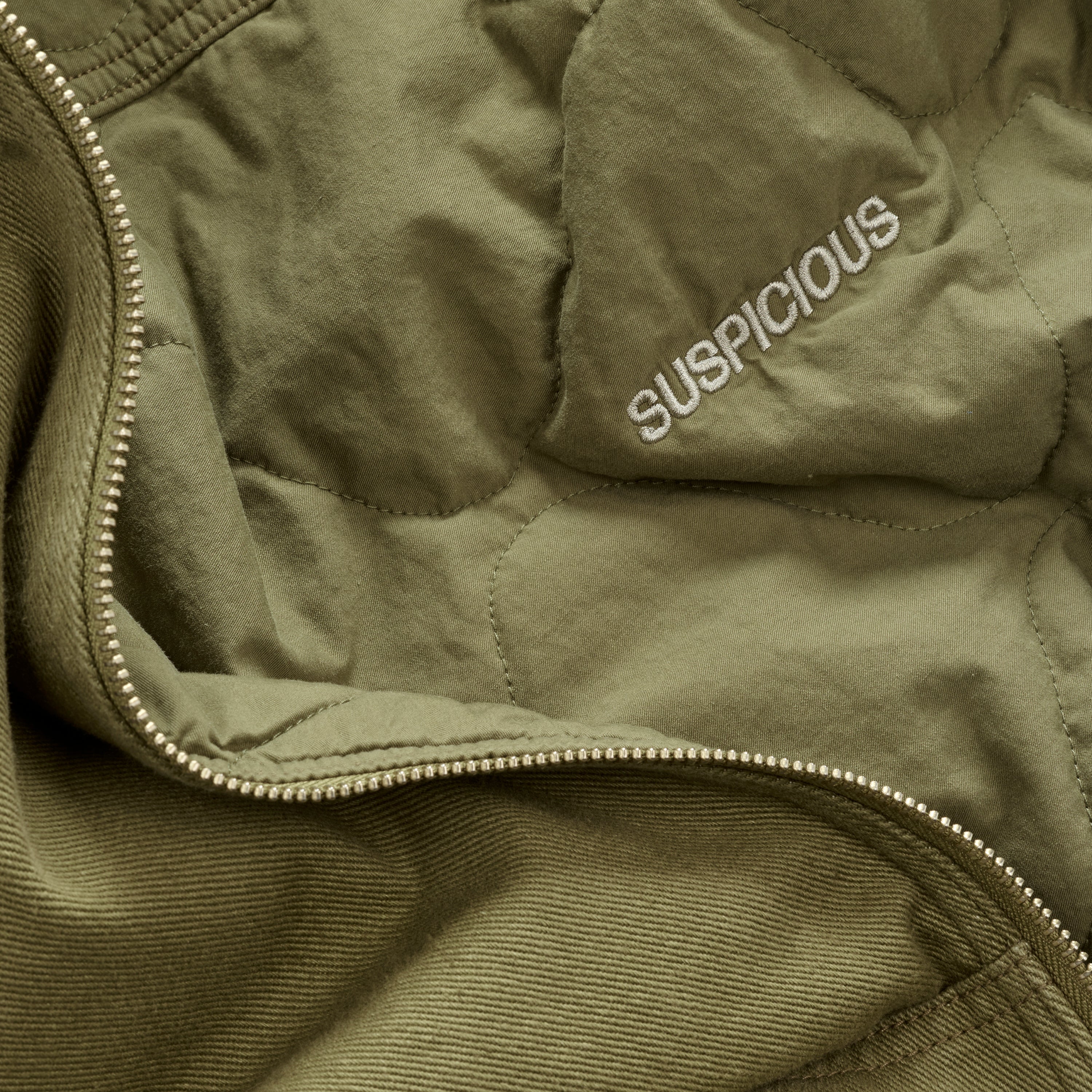 Suspicious Antwerp Fall / Reversible Canvas Hooded Jacket - Lichen Green
