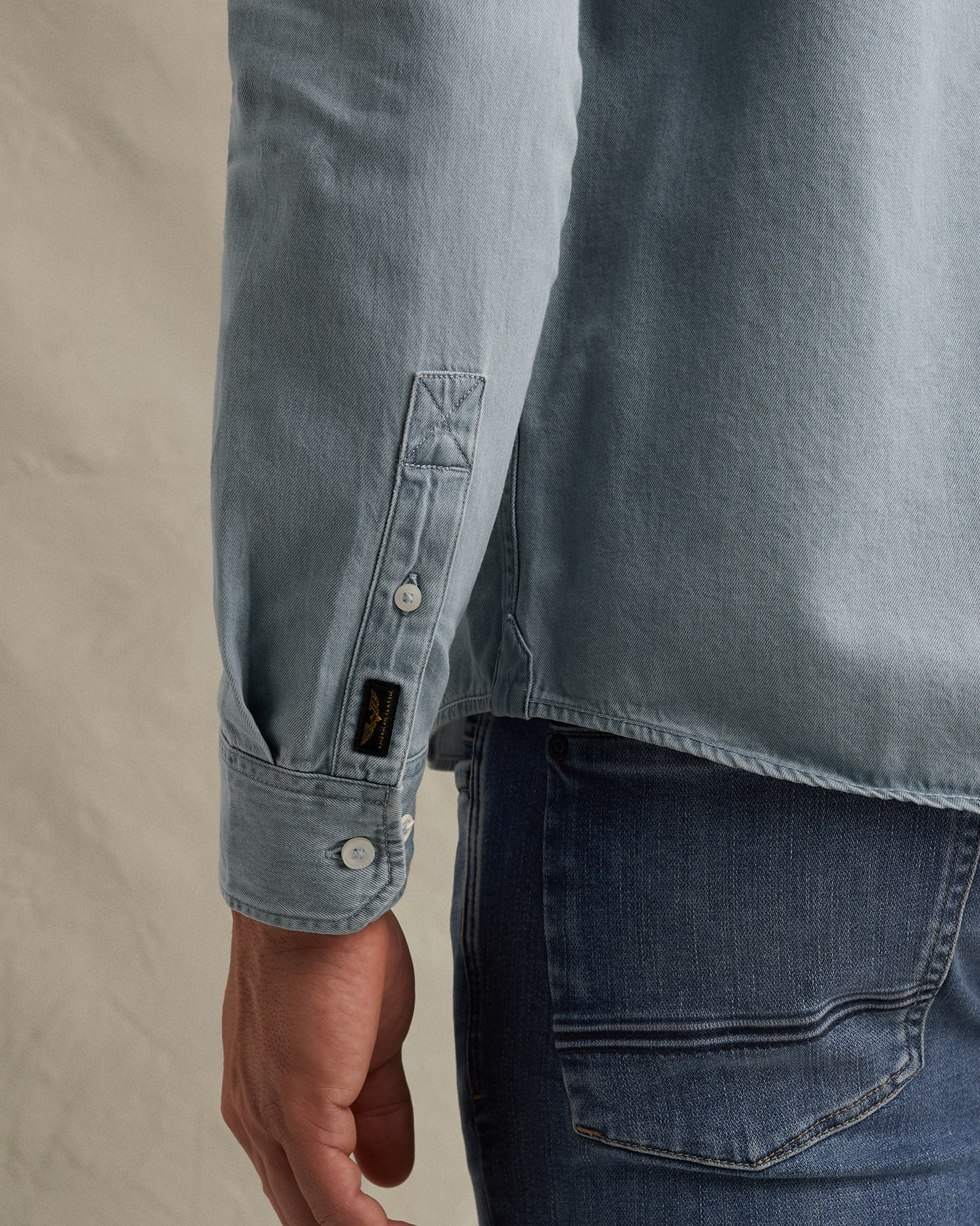 PME Legend Denim shirt with stitching detailsx