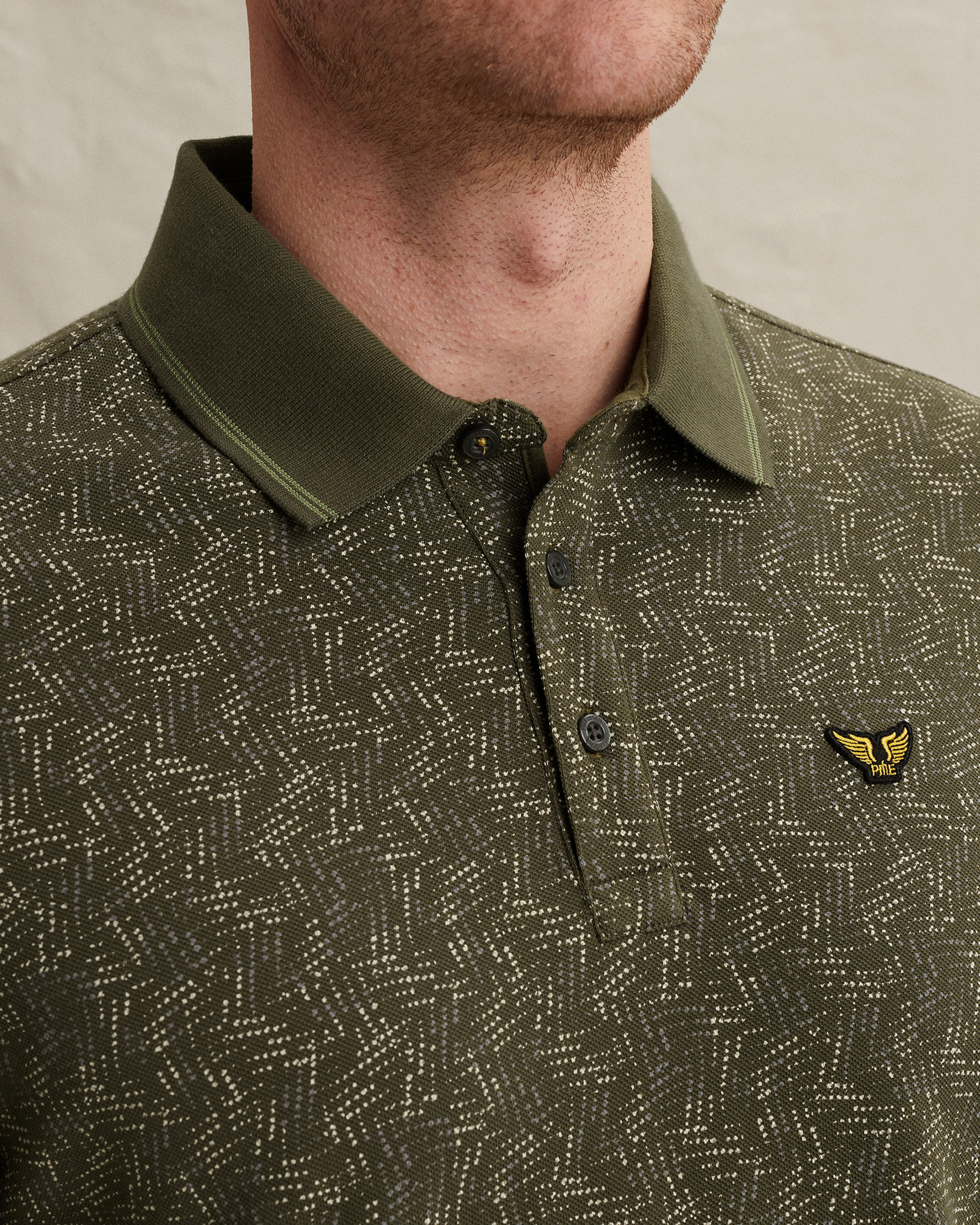 PME Legend Polo shirt with allover print and ribbed collarx