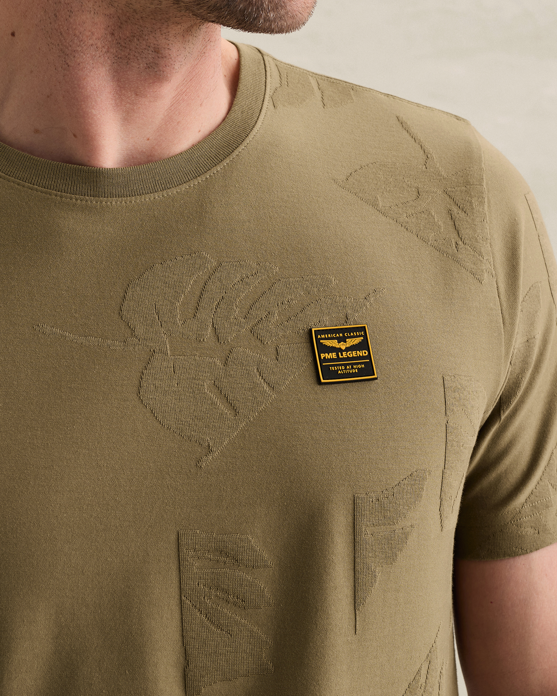 PME Legend T-shirt with allover jacquard patternx
