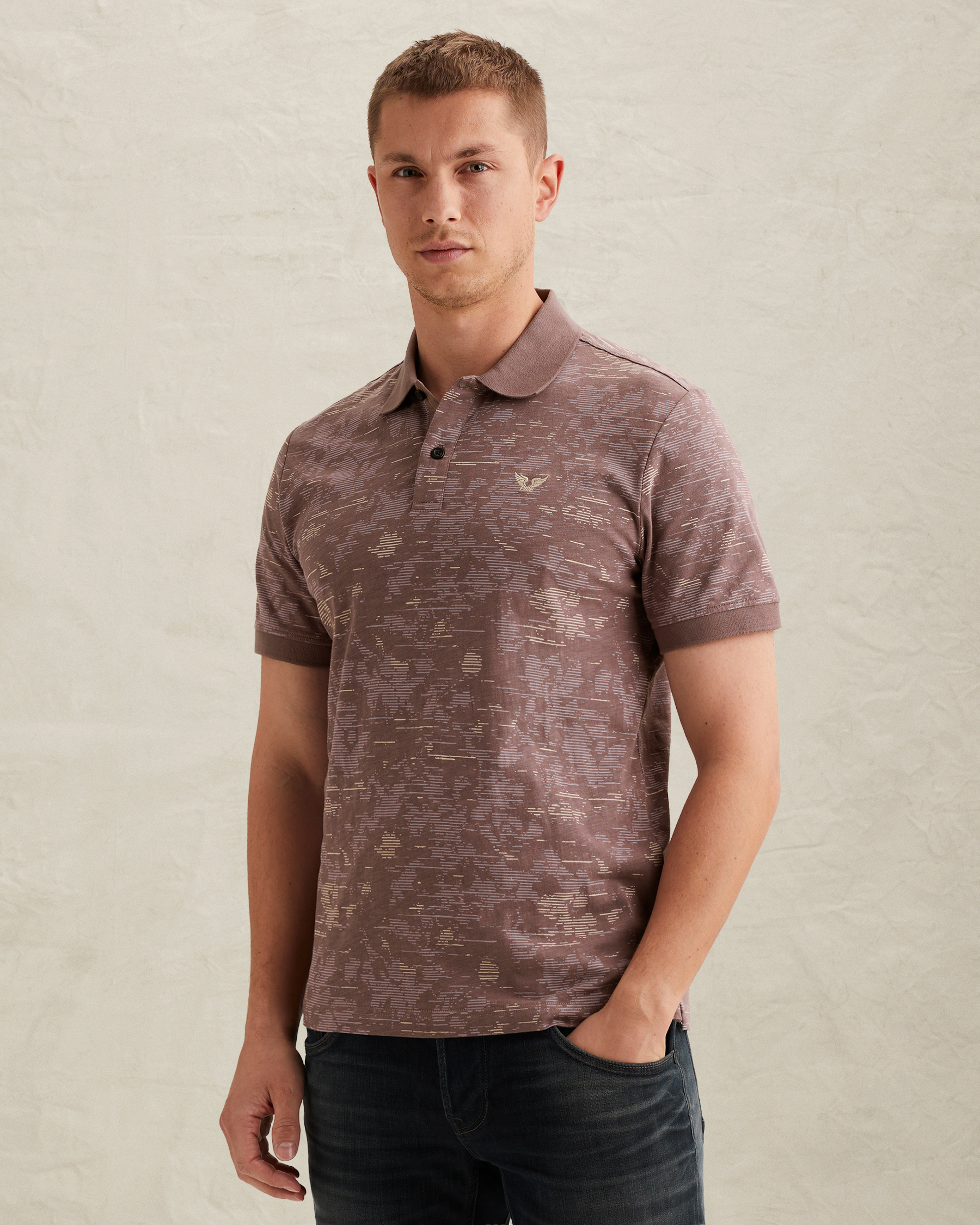 PME Legend Polo shirt in slub jersey with allover printx