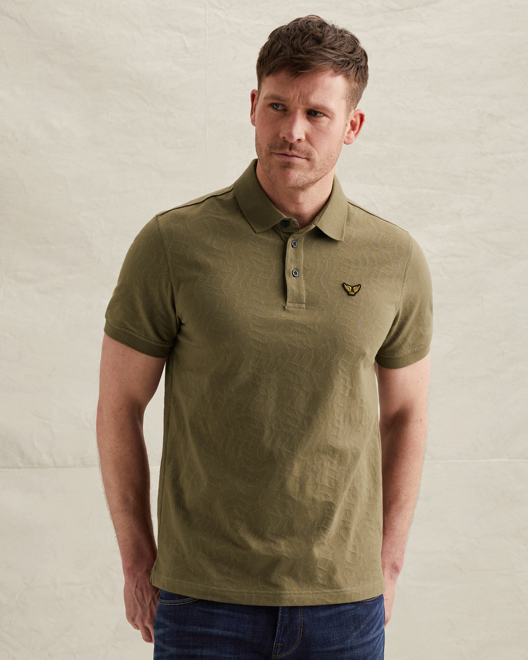 PME Legend Polo shirt in jersey with allover jacquard patternx