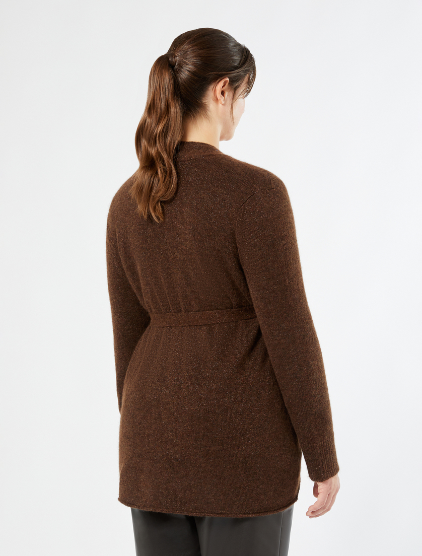 Marina Rinaldi Lurex alpaca cardigan - DARK BROWN