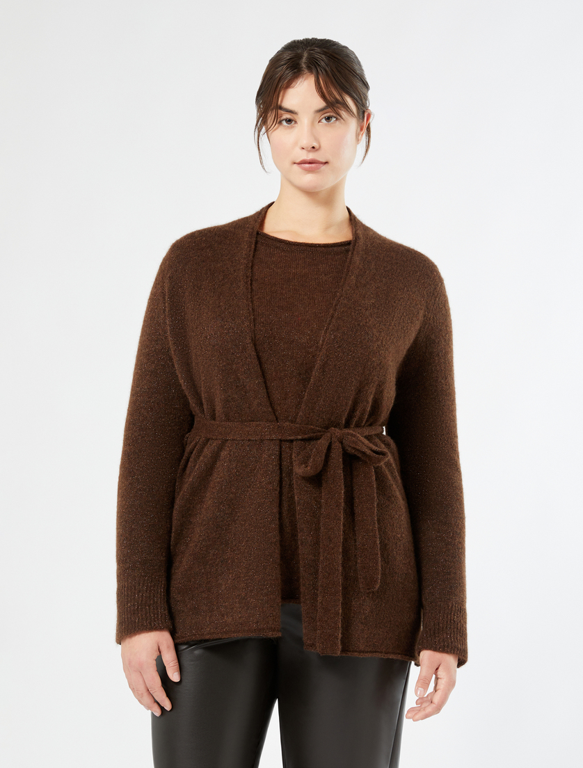 Marina Rinaldi Lurex alpaca cardigan - DARK BROWN