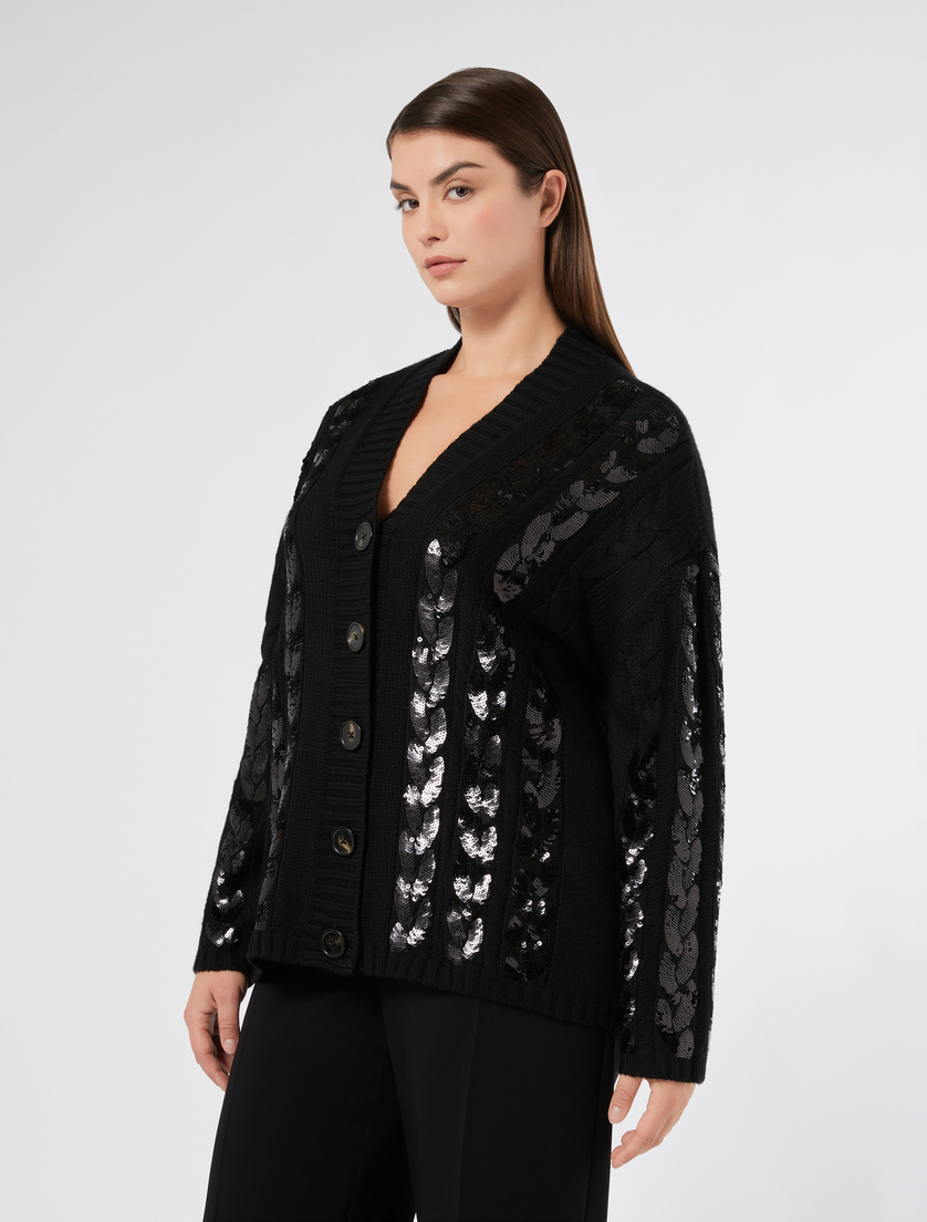 Marina Rinaldi Cardigan with embroidery - BLACK
